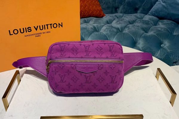 Replica Louis Vuitton M44624 LV Outdoor bumbag Purple Monogram Denim