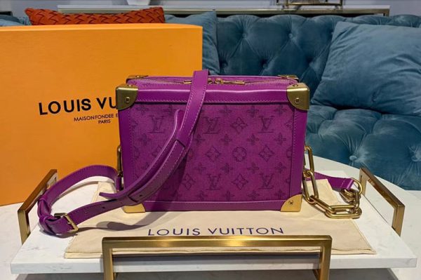 Replica Louis Vuitton M44723 LV Soft Trunk Bags Purple Monogram Denim