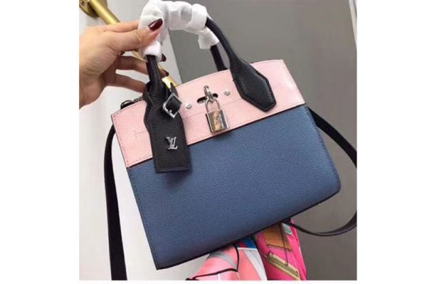 Replica Louis Vuitton M53804 LV City Steamer Mini Bags Pink/Blue Taurillon leather