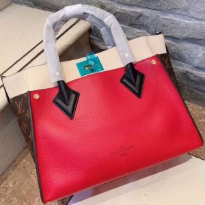 Replica Louis Vuitton M53824 LV On My Side Twist calfskin and Monogram Canvas on Red Nappa Softy leather