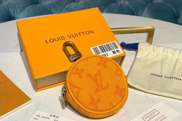 Replica Louis Vuitton M68291 LV Yellow Monogram Denim Bag Charm Key Holder