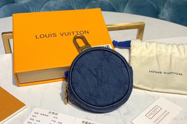 Replica Louis Vuitton M68290 LV Navy Blue Monogram Denim Bag Charm Key Holder