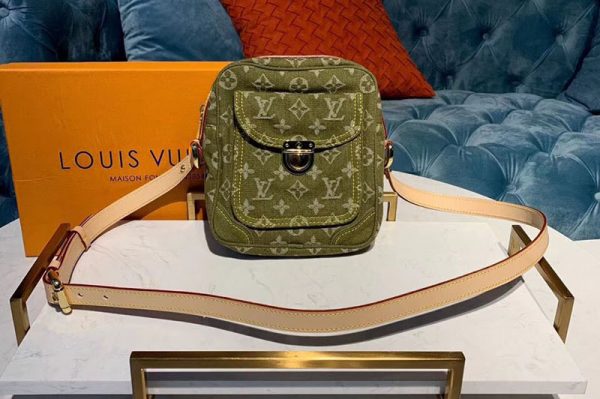 Replica Louis Vuitton M95348 LV Camera Bag Green Monogram Denim