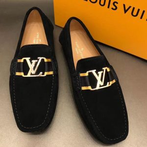 Replica Louis Vuitton LV Monte Carlo Moccasin Shoes Black Suede Leather