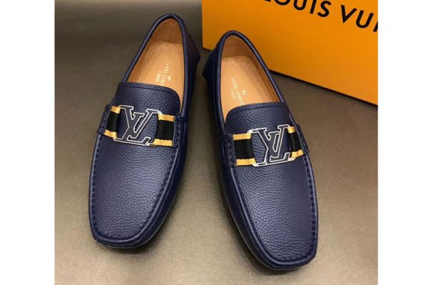 Replica Louis Vuitton LV Monte Carlo Moccasin Shoes Blue Calf Leather