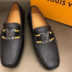 Replica Louis Vuitton LV Monte Carlo Moccasin Shoes Black and Yellow Calf Leather