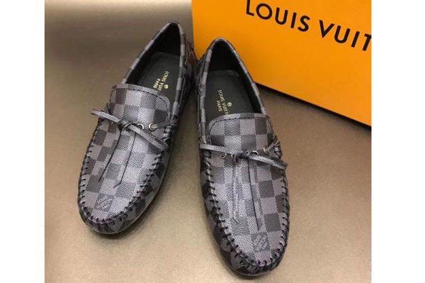 Replica Louis Vuitton LV Arizona Moccasin Shoes Damier Graphite Canvas