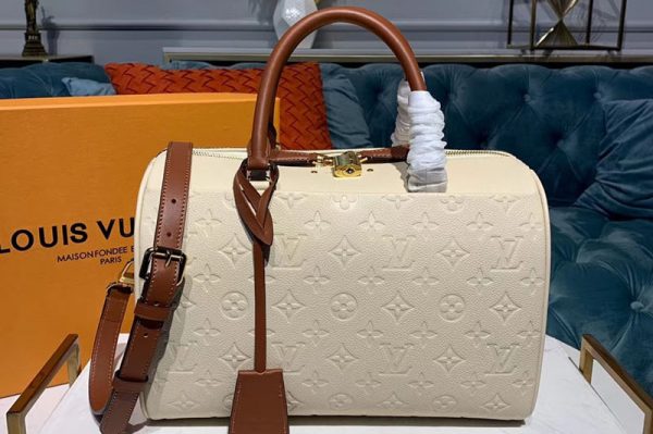 Replica Louis Vuitton M42406 LV Speedy Bandouliere 30 Bags Beige Monogram Empreinte Leather