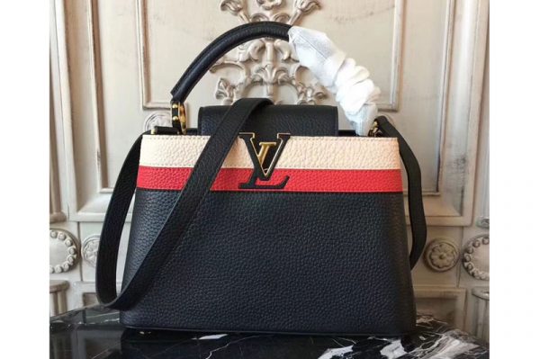 Replica Louis vuitton M48864 LV Capucines MM Bags Black Taurillon leather