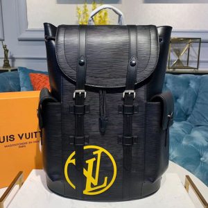 Replica Louis Vuitton M55138 LV Christopher Backpack Black Epi Leather