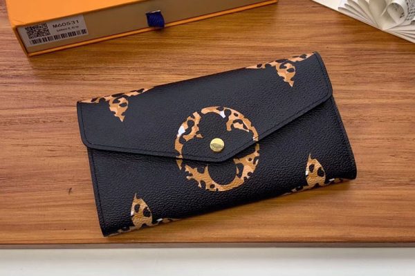 Replica Louis Vuitton M60531 LV Sarah Wallets Black Monogram canvas