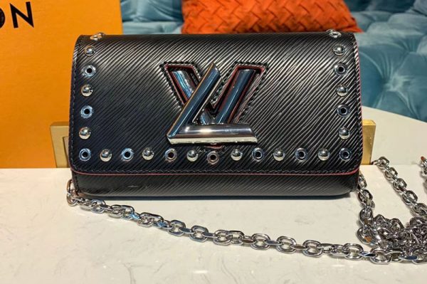 Replica Louis Vuitton M62306 LV Twist Chain Wallet Black Epi Leather