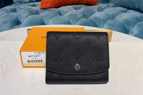 Replica Louis Vuitton M62540 LV Iris Compact Wallets Black Mahina leather