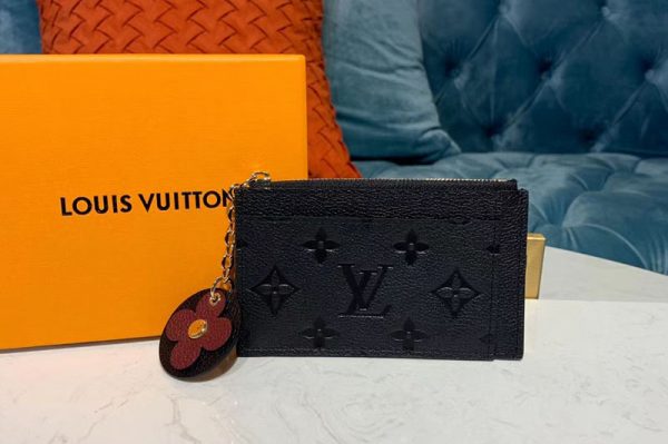 Replica Louis Vuitton M68339 LV Zipped Card Holder Black Monogram Empreinte leather