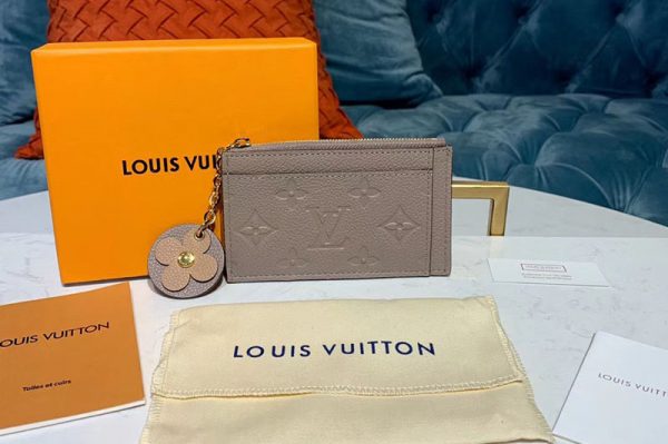 Replica Louis Vuitton M68338 LV Zipped Card Holder Gray Monogram Empreinte leather