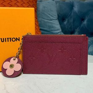 Replica Louis Vuitton M68338 LV Zipped Card Holder Bordeaux Monogram Empreinte leather