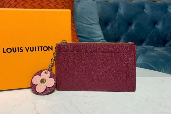 Replica Louis Vuitton M68338 LV Zipped Card Holder Bordeaux Monogram Empreinte leather