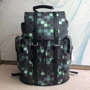 Replica Louis Vuitton N40063 LV Christopher Backpack Green Damier Graphite Canvas