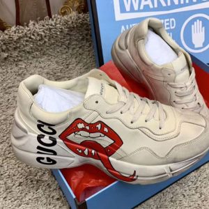 Replica Gucci ‎552089 Rhyton sneaker with mouth print White Leather