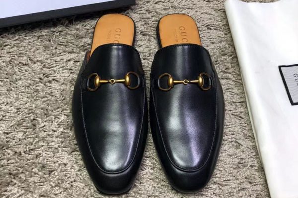 Replica Gucci ‎426219 Leather Horsebit slipper and shoes Black Leather