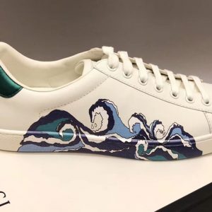 Replica Gucci Ace sneaker with Interlocking G Shoes Women and Mens White Leather