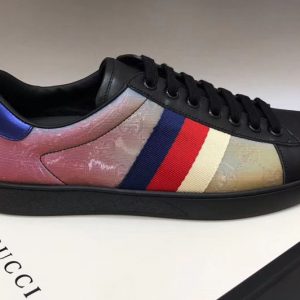 Replica Gucci Ace sneaker with Interlocking G Shoes Women and Mens Blue/Red/White Web Leather