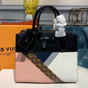 Replica Louis Vuitton M53802 LV City Steamer PM Bags Pink / White/ Navy Blue Leather