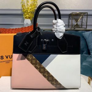 Replica Louis Vuitton M53802 LV City Steamer MM Bags Pink / White/ Navy Blue Leather