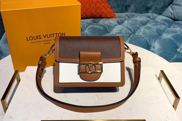 Replica Louis Vuitton M53806 LV Mini Dauphine Bags Taurillon Leather Snow White/Blackberry Purple