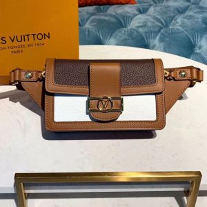 Replica Louis Vuitton M58881 LV bumbag Dauphine Bags Blackberry Red / Snow White Taurillon Leather