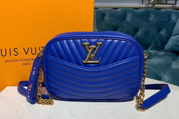 Replica Louis Vuitton M53901 LV New Wave Camera Bags Blue Smooth calf leather