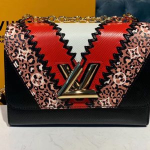 Replica Louis Vuitton M53926 LV Twist mm Bags Black / Coquelicot Red Epi Leather