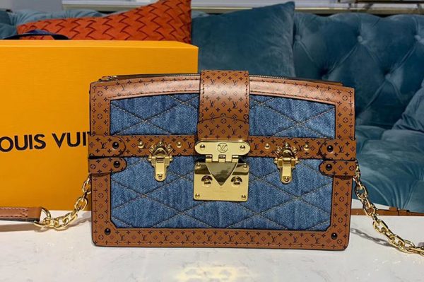 Replica Louis Vuitton M55047 LV Trunk Clutch Denim Raw Blue