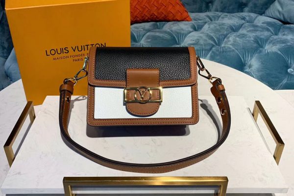 Replica Louis Vuitton M55073 LV Mini Dauphine Bags Black/White Taurillon Leather