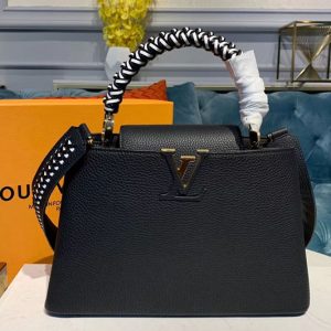 Replica Louis Vuitton M55083 LV Capucines PM Bags Black Taurillon Leather