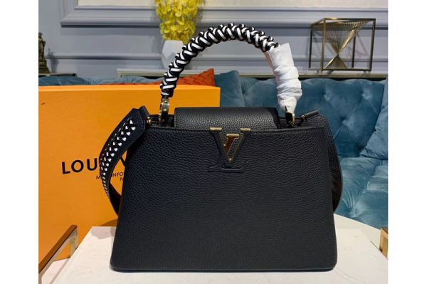 Replica Louis Vuitton M55083 LV Capucines PM Bags Black Taurillon Leather