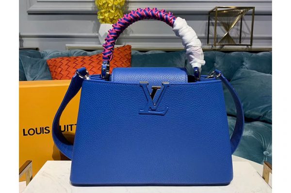 Replica Louis Vuitton M55083 LV Capucines PM Bags Blue Taurillon Leather