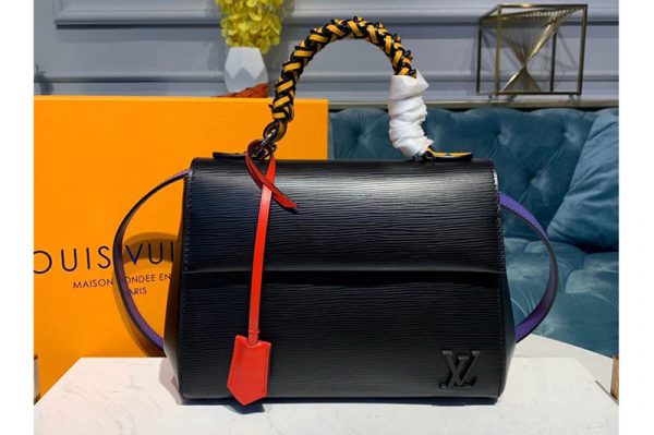 Replica Louis Vuitton M55215 LV Cluny BB handbags Black Epi Leather