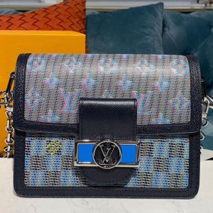 Replica Louis Vuitton M55454 LV Mini Dauphine Bags Blue Printed calf leather