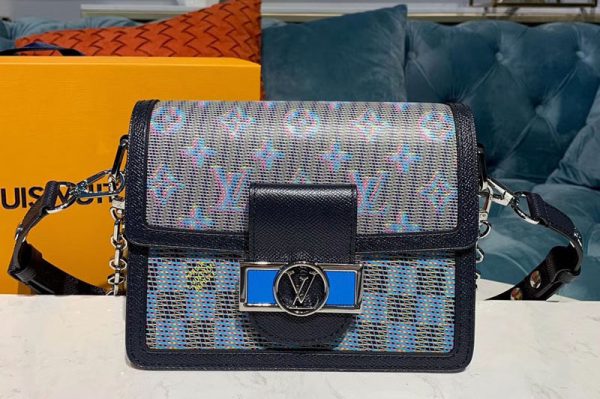 Replica Louis Vuitton M55454 LV Mini Dauphine Bags Blue Printed calf leather