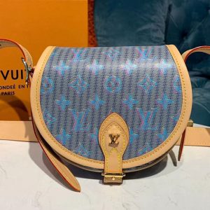 Replica Louis Vuitton M55460 LV Tambourin handbags Blue Monogram LV Pop