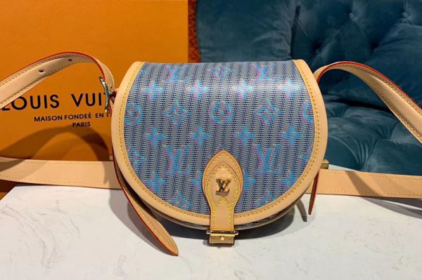 Replica Louis Vuitton M55460 LV Tambourin handbags Blue Monogram LV Pop