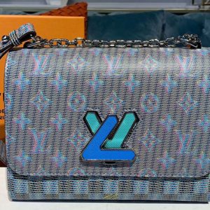 Replica Louis Vuitton M55480 LV Twist MM handbags Blue Monogram LV Pop