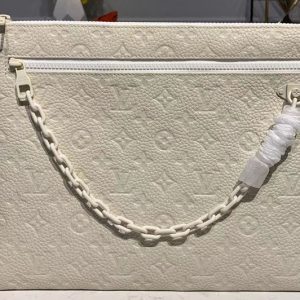 Replica Louis Vuitton M67462 LV A4 Pouch Bags White Taurillon Monogram