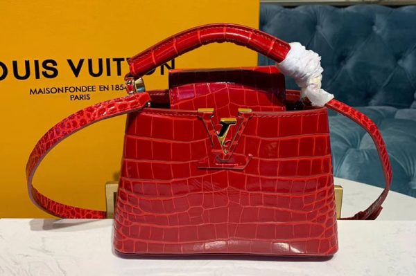 Replica Louis Vuitton N93254 LV Capucines Mini Bags Red Alligator leather