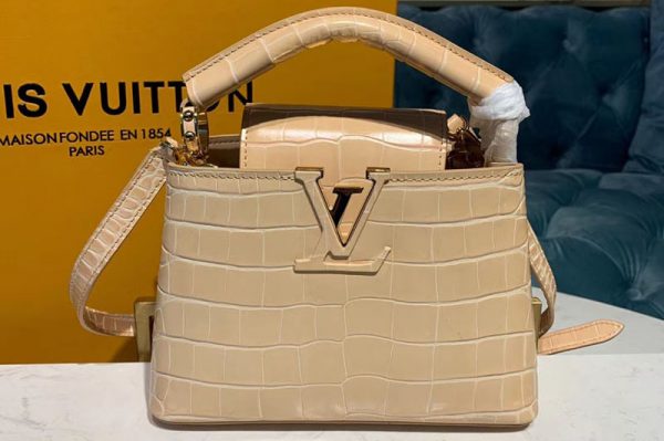 Replica Louis Vuitton N93431 LV Capucines Mini Bags Beige Alligator leather