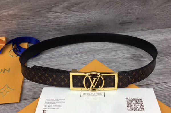 Replica Louis Vuitton M0125 LV Dauphine 25mm Reversible belts Monogram Canvas Silver/Gold Buckle