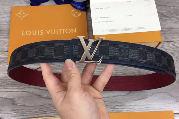 Replica Louis Vuitton M0197U LV Initiales 40mm Reversible Belt Damier Graphite Canvas Silver LV Buckle