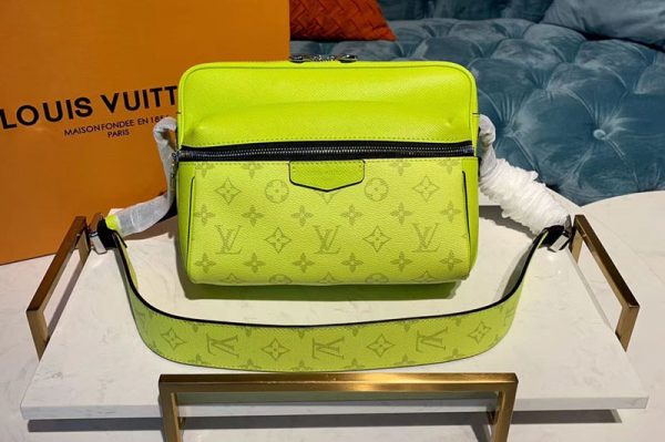 Replica Louis Vuitton M30239 LV Outdoor Messenger Bags Lime Green Monogram canvas and Taiga Leather