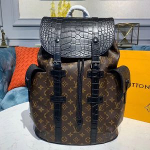 Replica Louis Vuitton N93491 LV Christopher PM Backpack Monogram canvas and crocodile mat